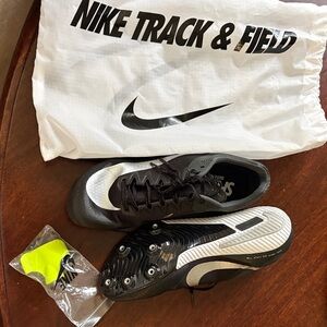 Nike New Black and White Track Spikes with Bag